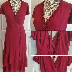 Lulu's Cranberry Ruffle Dress (SZM)